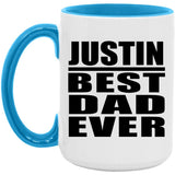 Justin Best Dad Ever - 15oz Accent Mug Blue