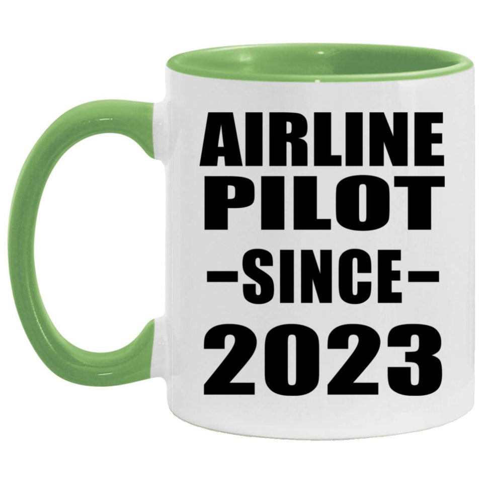 Airline Pilot Since 2023 - 11oz Accent Mug Green
