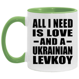 All I Need Is Love And A Ukrainian Levkoy - 11oz Accent Mug Green