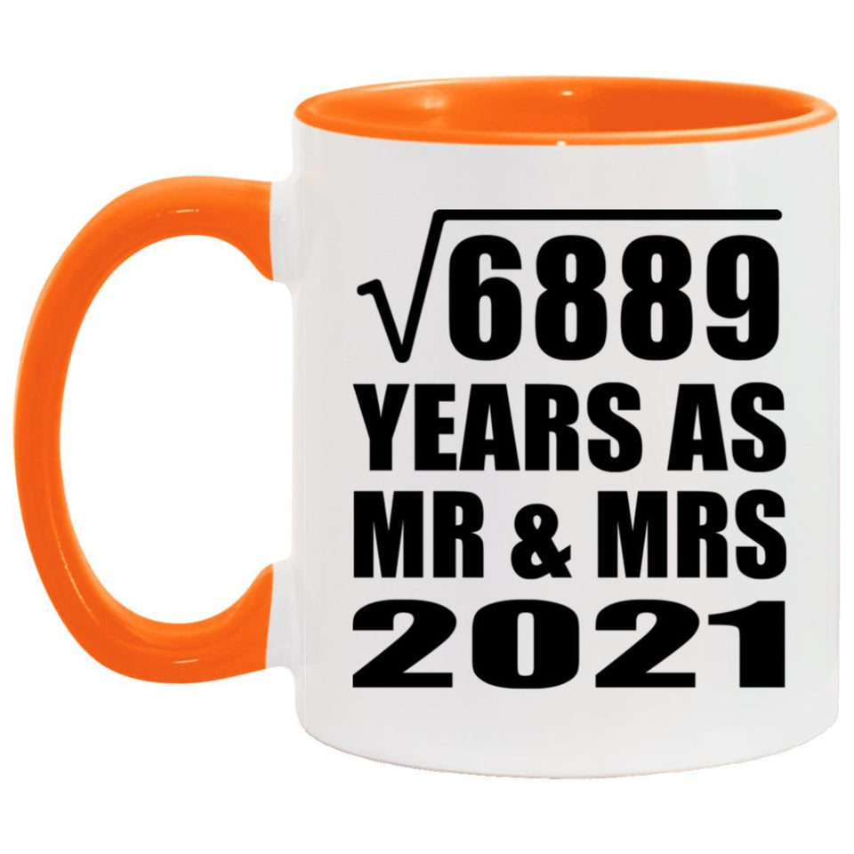 83rd Anniversary Square Root of 6889 Years As Mr & Mrs 2021 - 11oz Accent Mug Orange