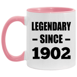 122nd Birthday Legendary Since 1902 - 11oz Accent Mug Pink