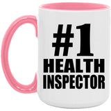 Number One #1 Health Inspector - 15oz Accent Mug Pink
