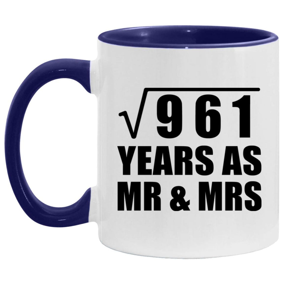 31st Anniversary Square Root of 961 Years As Mr & Mrs - 11oz Accent Mug Purple