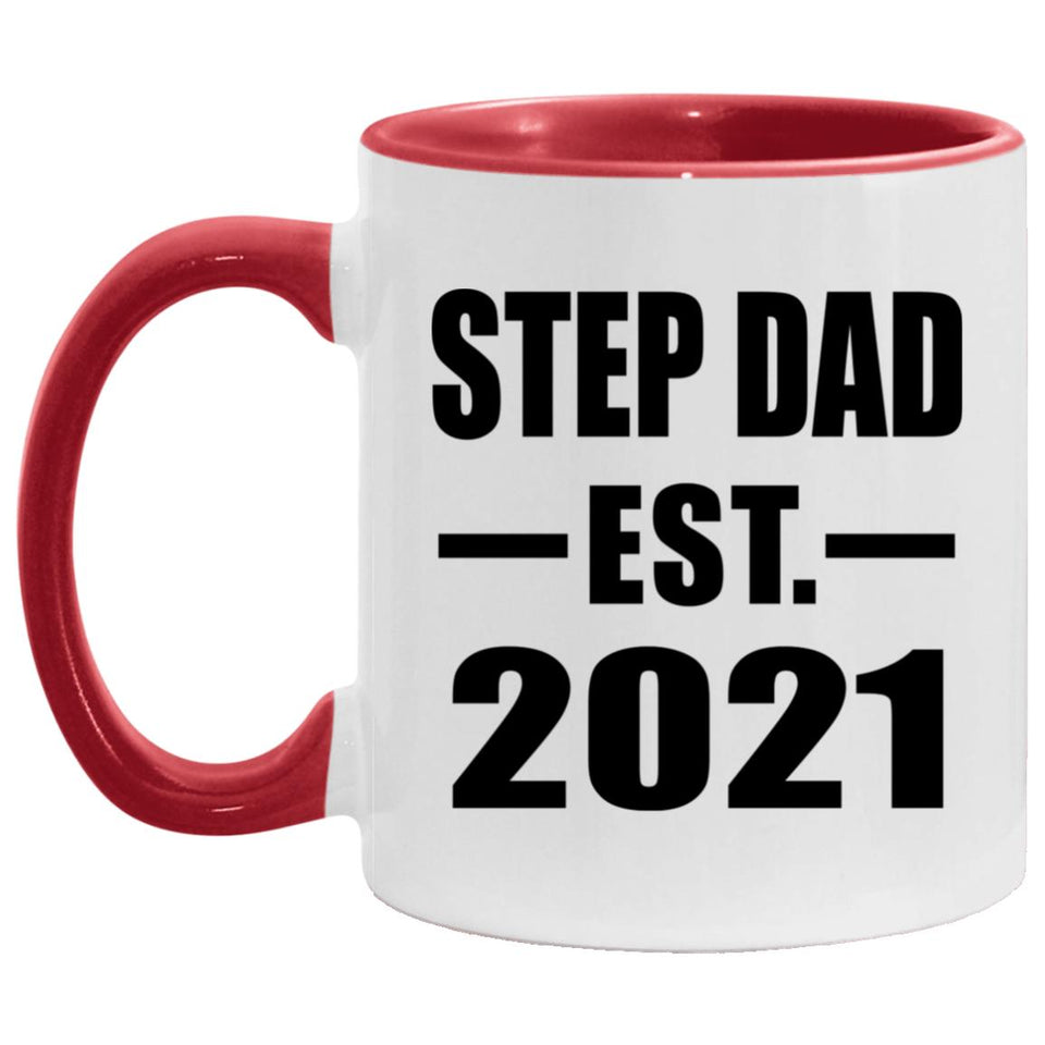 Step Dad Established EST. 2021 - 11oz Accent Mug Red