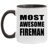 Most Awesome Fireman - 11oz Accent Mug Black