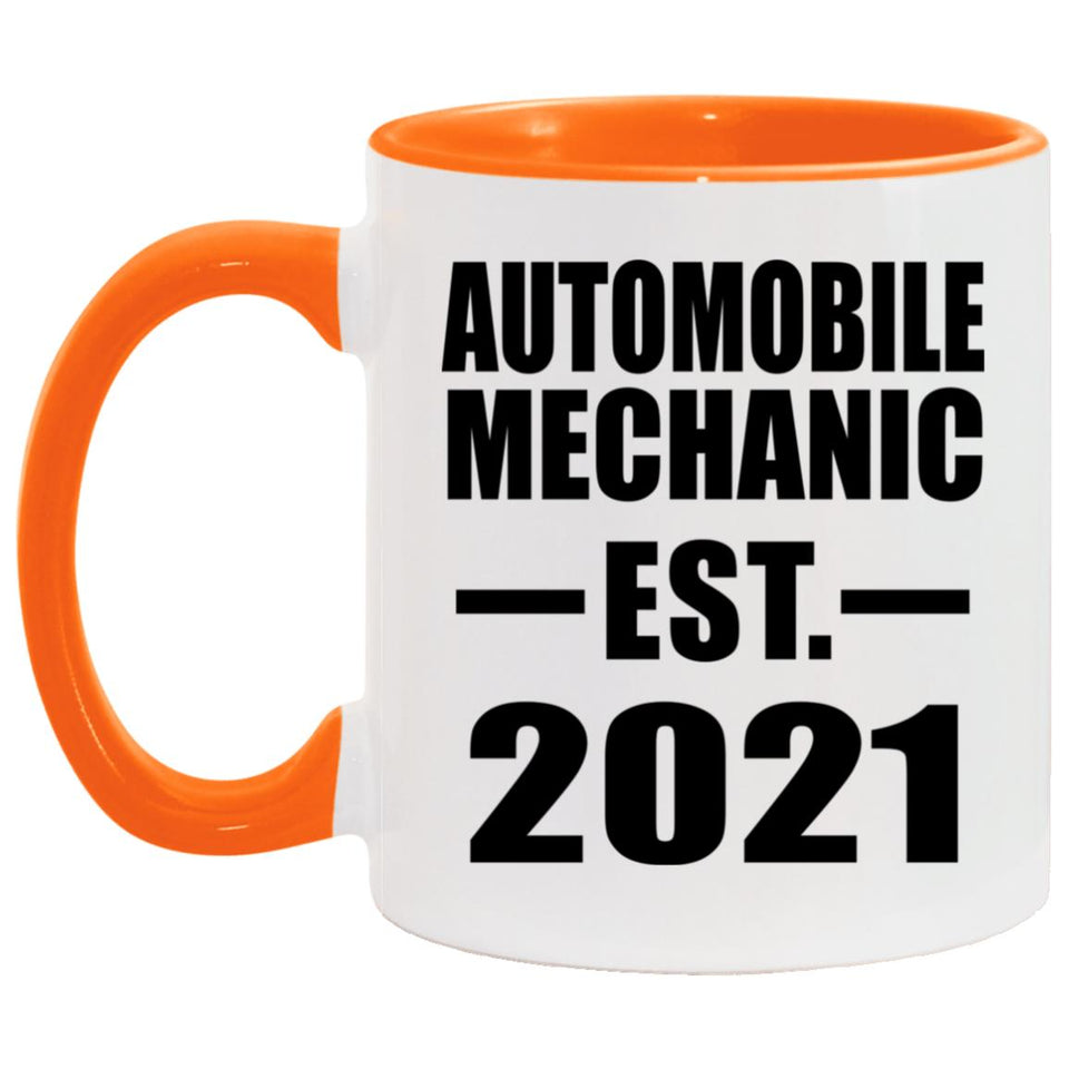 Automobile Mechanic Established EST. 2021 - 11oz Accent Mug Orange