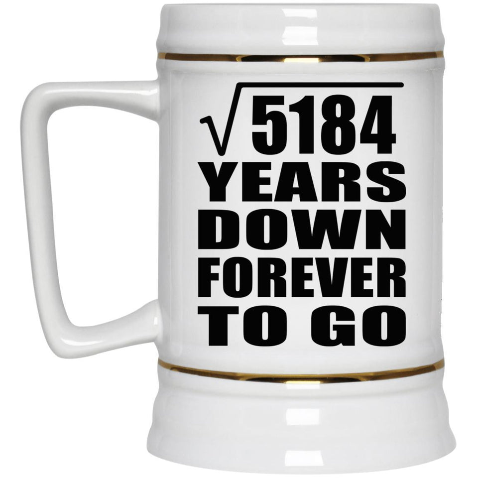 72nd Anniversary Square Root of 5184 Years Down Forever To Go - Beer Stein