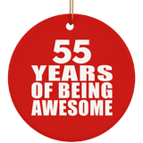 55th Birthday 55 Years Of Being Awesome - Circle Ornament