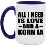 All I Need Is Love And A Korn Ja - 15oz Accent Mug Purple