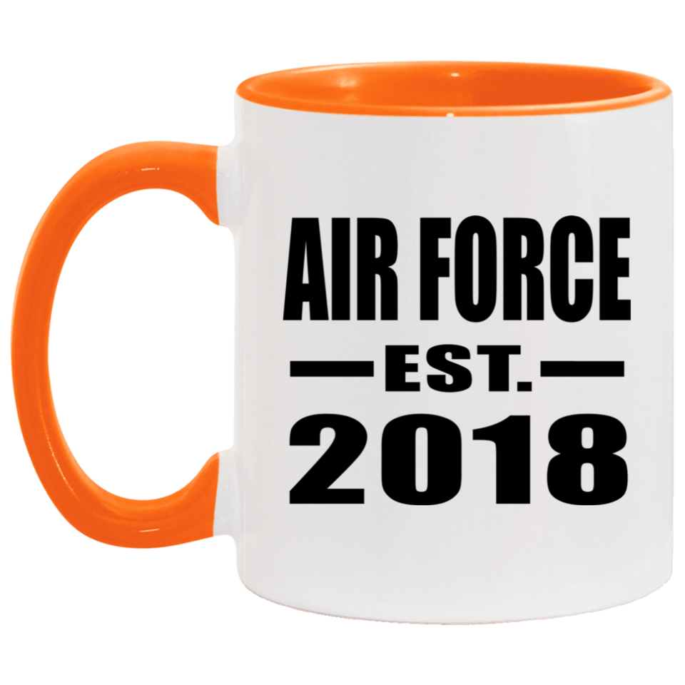 Air Force Established EST. 2018 - 11oz Accent Mug Orange