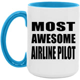 Most Awesome Airline Pilot - 15oz Accent Mug Blue