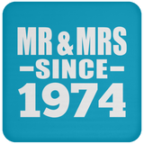 50th Anniversary Mr & Mrs Since 1974 - Drink Coaster