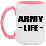 Army Life - 15oz Accent Mug Pink