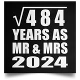 22nd Anniversary Square Root of 484 Years As Mr & Mrs 2024 - Poster Square