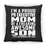 Proud Pr Executive Mom Of Awesome Son - Throw Pillow Black