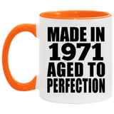 53rd Birthday Made In 1971 Aged to Perfection - 11oz Accent Mug Orange