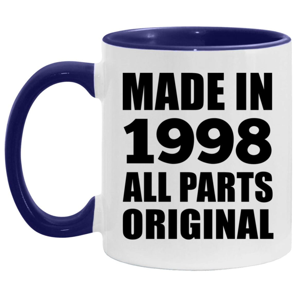 26th Birthday Made in 1998 All Parts Original - 11oz Accent Mug Purple