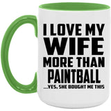 I Love My Wife More Than Paintball - 15oz Accent Mug Green
