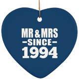 30th Anniversary Mr & Mrs Since 1994 - Heart Ornament