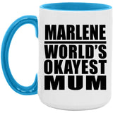 Marlene World's Okayest Mum - 15oz Accent Mug Blue
