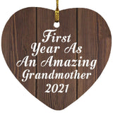 First Year As An Amazing Grandmother 2021 - Heart Ornament D