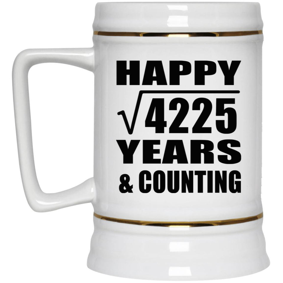 Happy 65th Anniversary Square Root of 4225 Years & Counting - Beer Stein