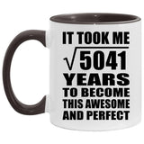71st Birthday Took Square Root of 5041 Years To Awesome - 11oz Accent Mug Black
