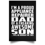 Proud Appliance Repairer Dad Of Awesome Son - Poster Portrait