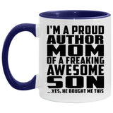 Proud Author Mom Of Awesome Son - 11oz Accent Mug Purple