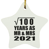 10th Anniversary Square Root of 100 Years As Mr & Mrs 2021 - Star Ornament