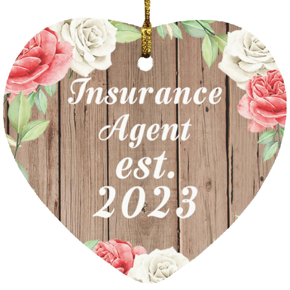 Insurance Agent Established Est. 2023 - Heart Ornament B