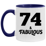 74th Birthday 74 & Fabulous - 11oz Accent Mug Purple