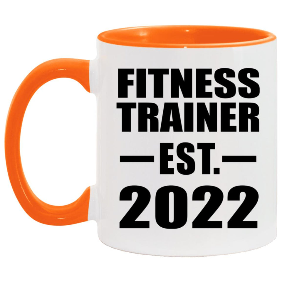 Fitness Trainer Established EST. 2022 - 11oz Accent Mug Orange