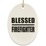 Blessed Firefighter - Oval Ornament