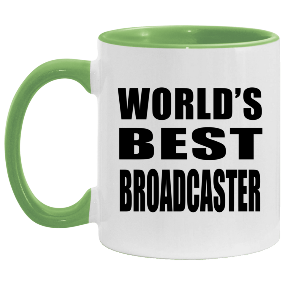 World's Best Broadcaster - 11oz Accent Mug Green