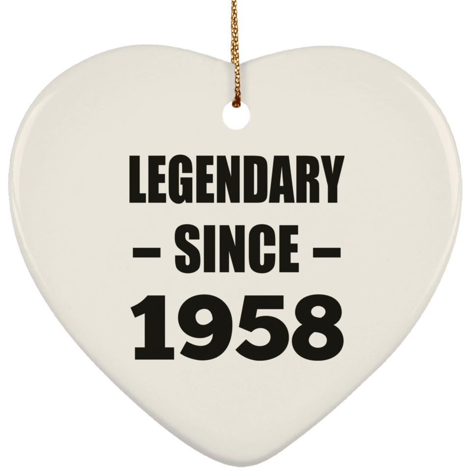 66th Birthday Legendary Since 1958 - Heart Ornament