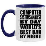 Computer Systems Analyst By Day World's Best Dad By Night - 11oz Accent Mug Purple