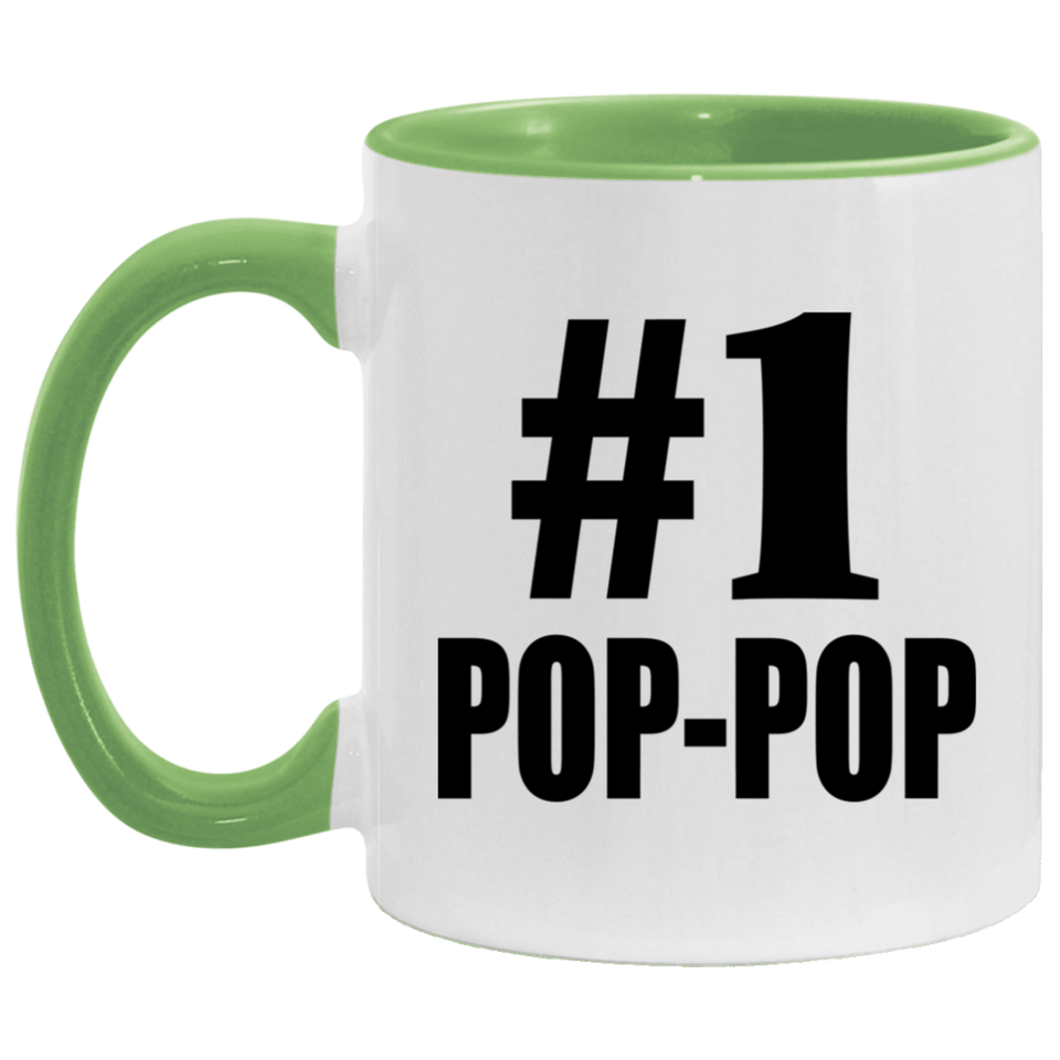 Number One #1 Pop-Pop - 11oz Accent Mug Green