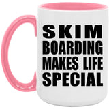 Skim Boarding Makes Life Special - 15oz Accent Mug Pink