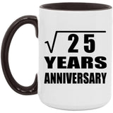 5th Anniversary Square Root of 25 Years Anniversary - 15oz Accent Mug Black