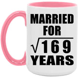 13th Anniversary Married For Square Root of 169 Years - 15oz Accent Mug Pink
