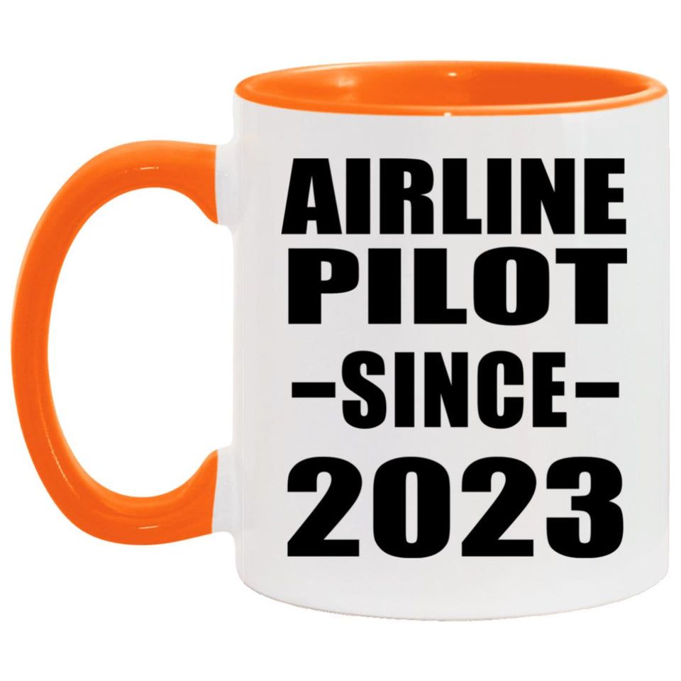 Airline Pilot Since 2023 - 11oz Accent Mug Orange