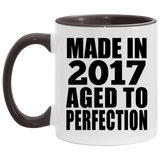 7th Birthday Made In 2017 Aged to Perfection - 11oz Accent Mug Black