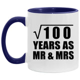 10th Anniversary Square Root of 100 Years As Mr & Mrs - 11oz Accent Mug Purple