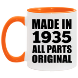 89th Birthday Made in 1935 All Parts Original - 11oz Accent Mug Orange