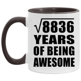 94th Birthday Square Root of 8836 Years of Being Awesome - 11oz Accent Mug Black