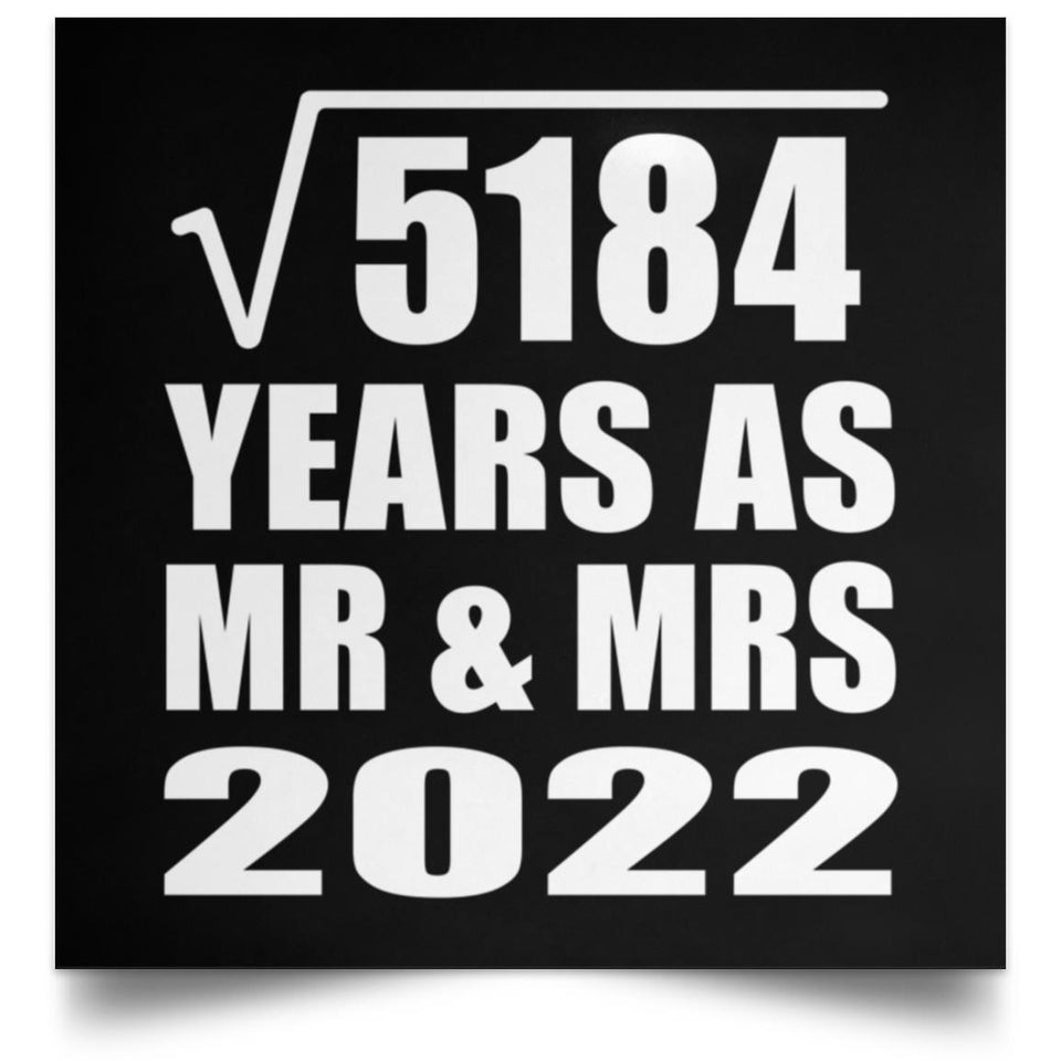 72nd Anniversary Square Root of 5184 Years As Mr & Mrs 2022 - Poster Square