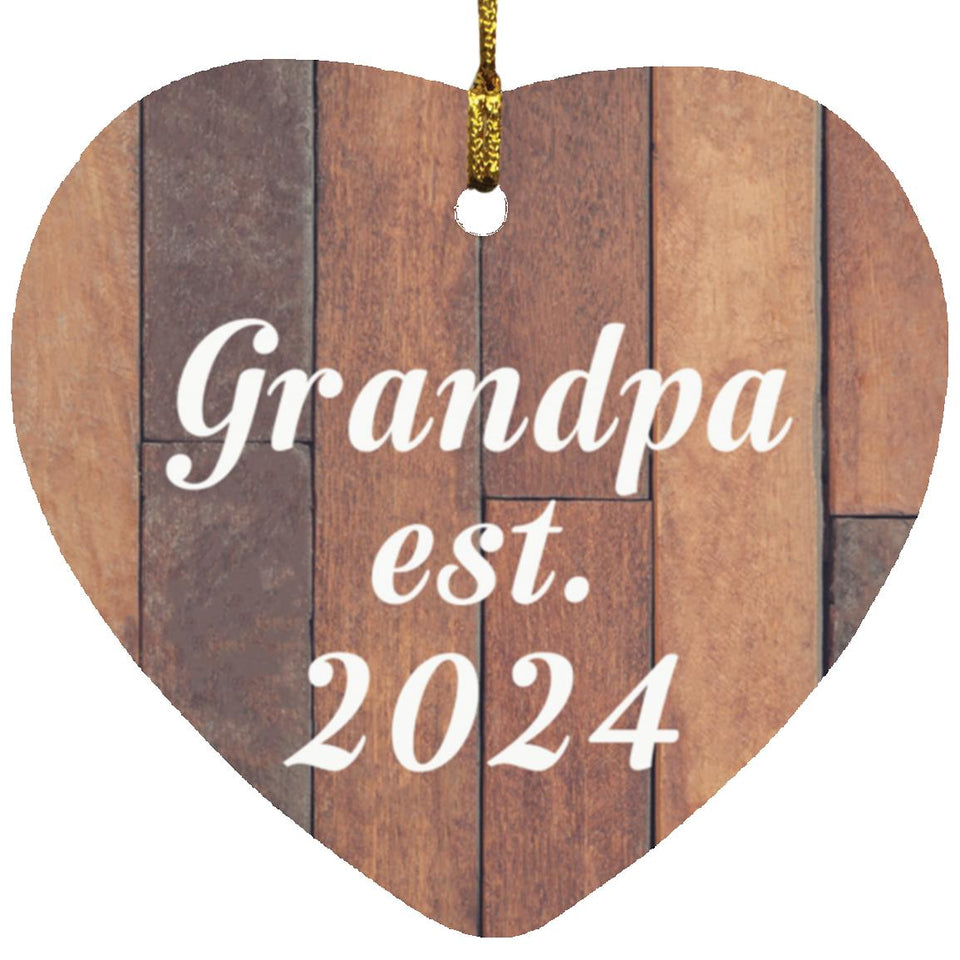 Grandpa Established Est. 2024 - Heart Ornament E