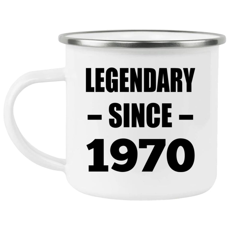 54th Birthday Legendary Since 1970 - 12oz Camping Mug
