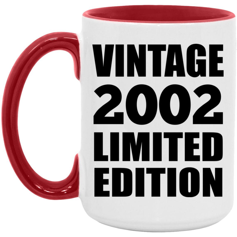 22nd Birthday Vintage 2002 Limited Edition - 15oz Accent Mug Red